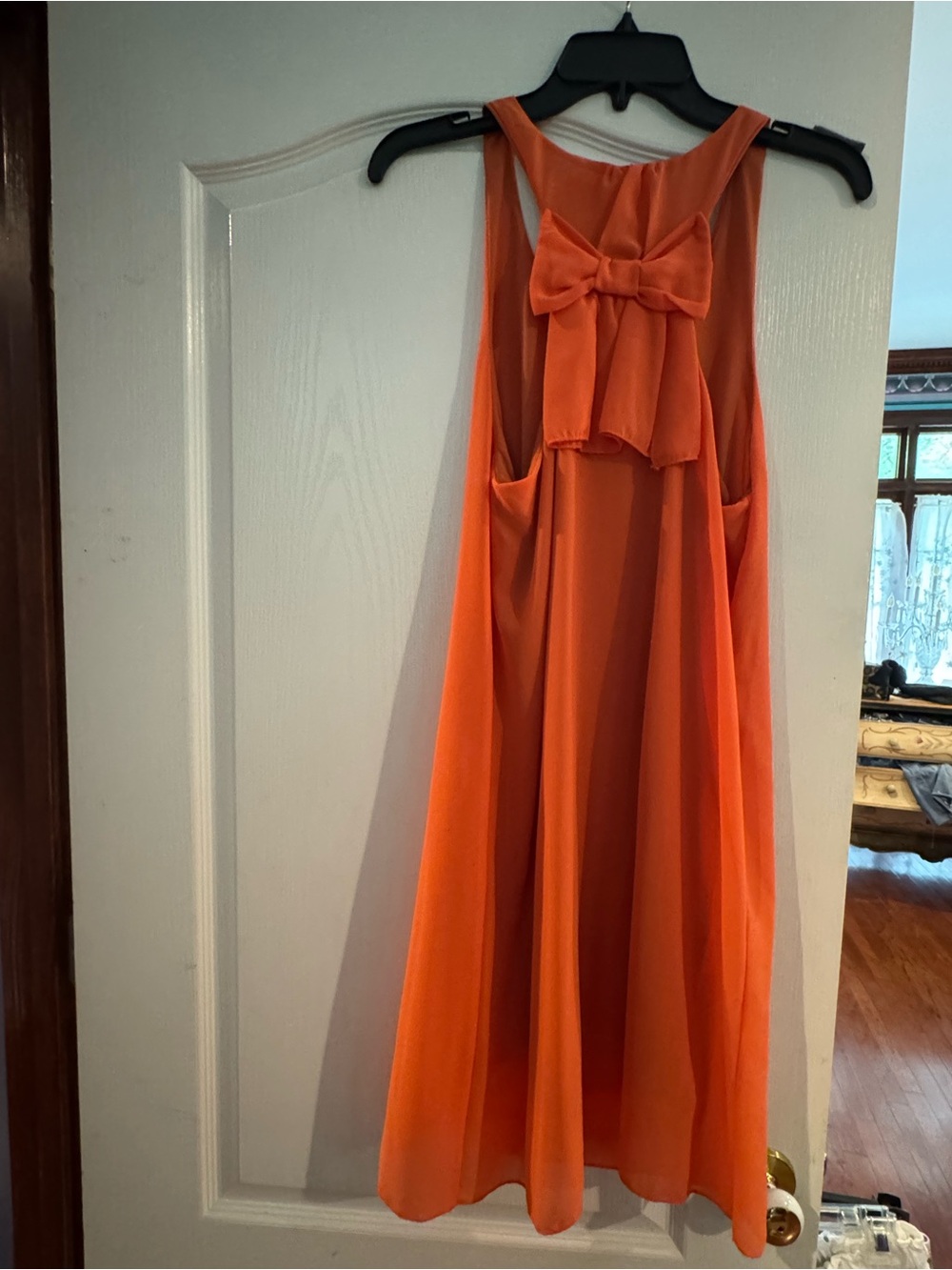 Sleeveless Bow Back Orange Dress